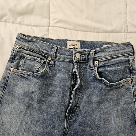 Citizens Of Humanity Jeans Womens 28 Blue Daphne Crop Denim High Rise Raw Hem - Picture 5 of 10